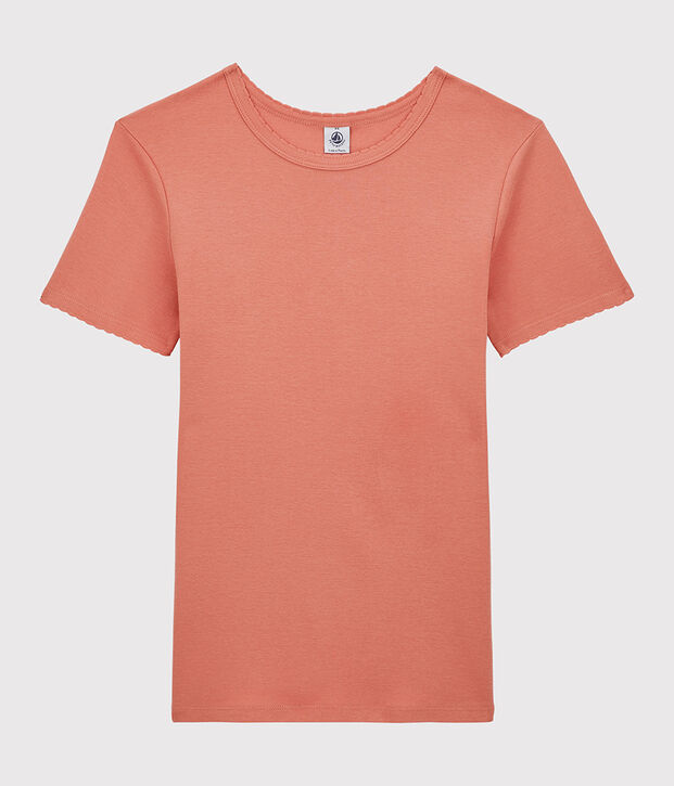 Women's Iconic Organic Cotton T-Shirt With Decorative Stitching pink