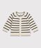 Babies' cardigan in stripy cotton Ecru/blue