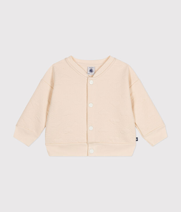 Babies' quilted tube knit baseball jacket Ecru