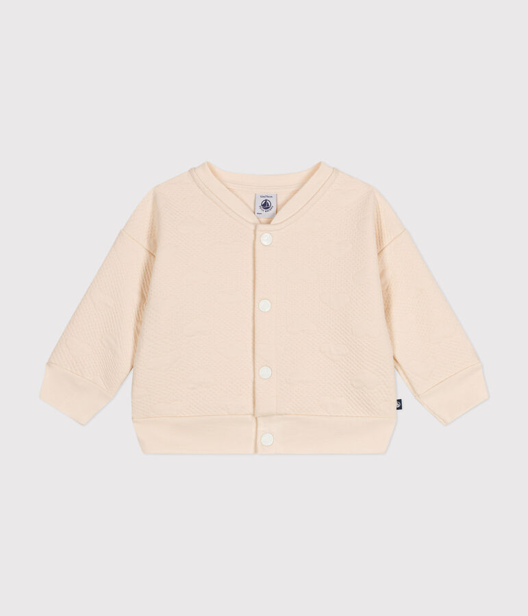 Babies' quilted tube knit baseball jacket Ecru