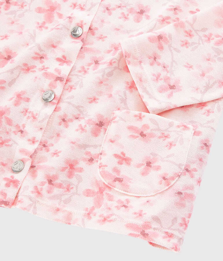 Girls' Jersey Piqu&eacute; Cardigan FLEUR pink/MULTICO white