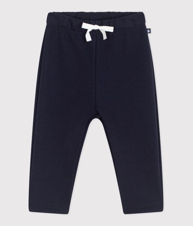 Babies' jogging bottoms in plain cotton blue