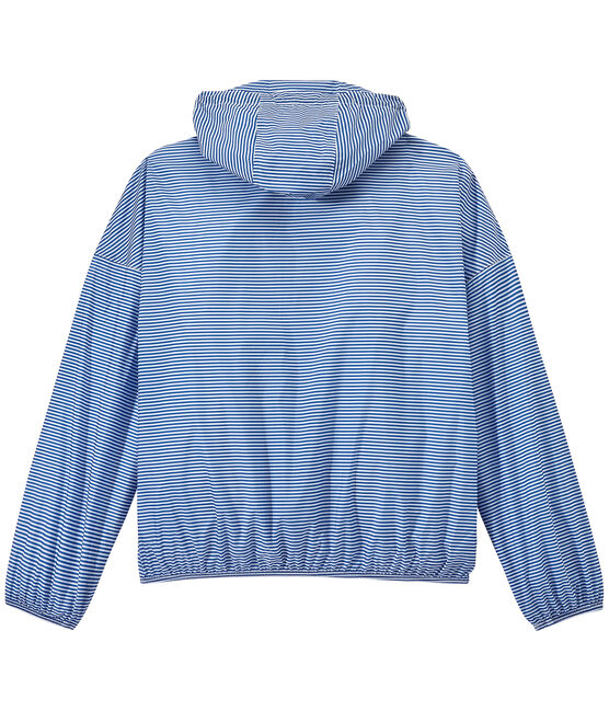 Unisex milleraies-striped waterproof windbreaker PERSE blue/MARSHMALLOW white