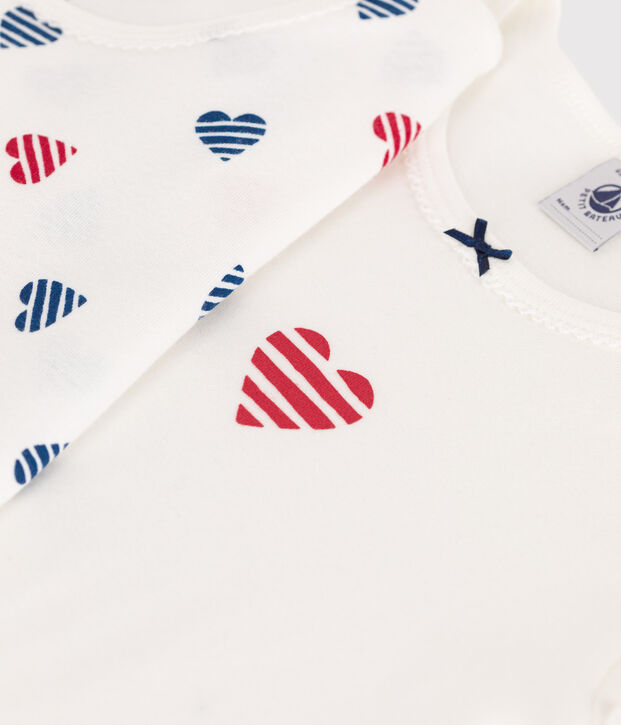 Children's short-sleeved heart pattern cotton T-shirts - 2-pack multicolor