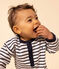 Babies' Thick Jersey Stripy Breton Jumpsuit MARSHMALLOW white/SMOKING blue