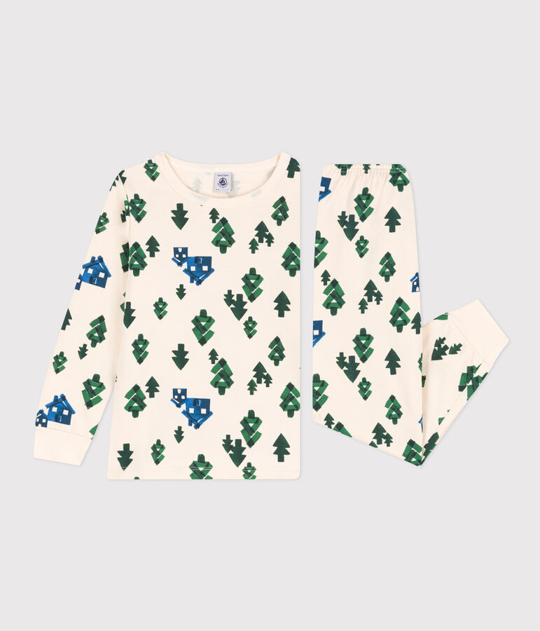 Children's Unisex Chalet Fleece Pyjamas Ecru/multicolor