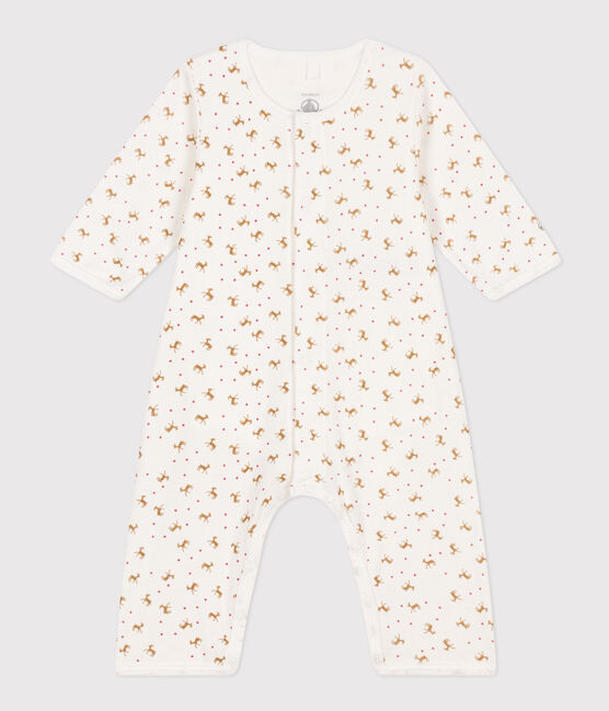 Babies' Footless Cotton Bodyjama MARSHMALLOW red/HARISSA white