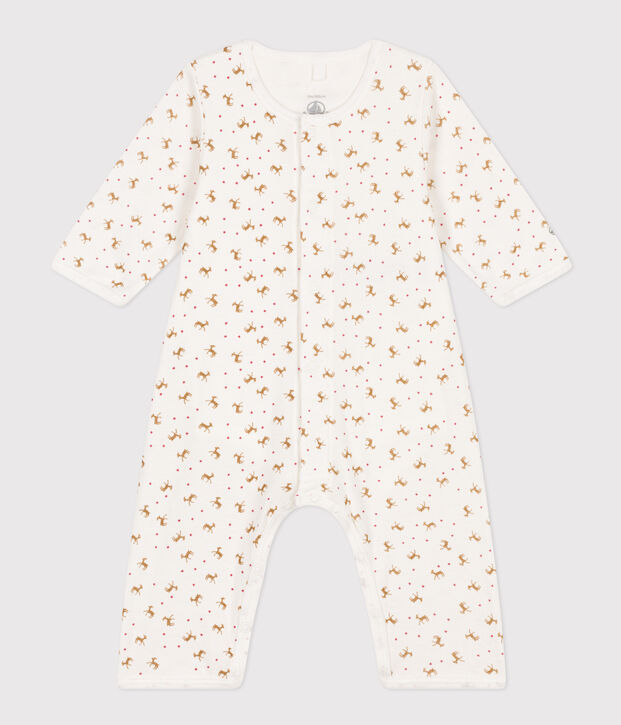 Babies' Footless Cotton Bodyjama white/red