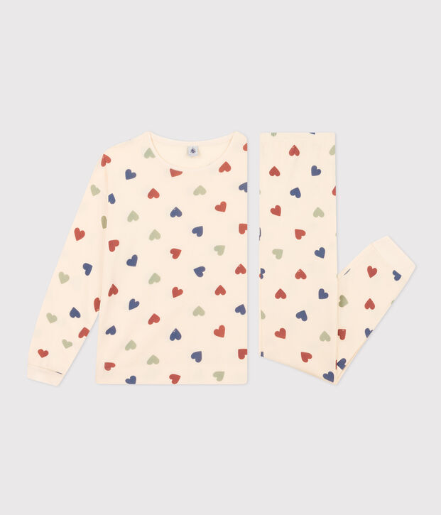Women's Heart-pattern Cotton Pyjamas Ecru/multicolor