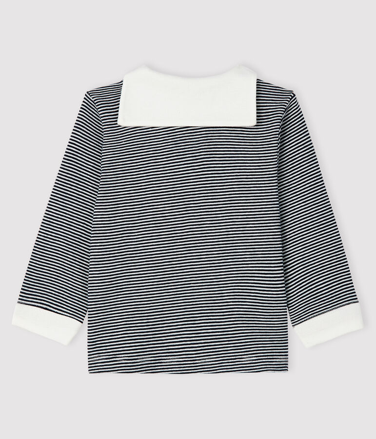 Baby boy's pinstriped t-shirt SMOKING blue/MARSHMALLOW white