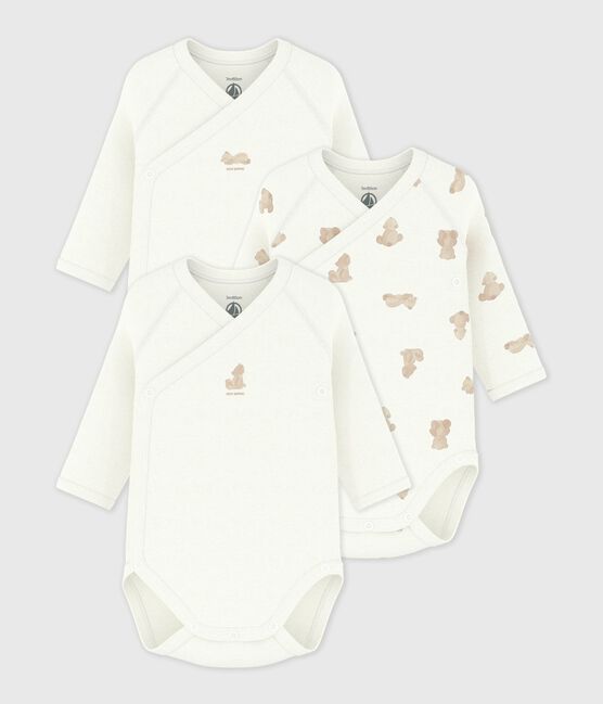 Pack of babies' long-sleeved printed cotton wrapover bodies variante 1