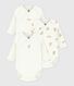 Pack of babies' long-sleeved printed cotton wrapover bodies