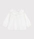 Babies' long-sleeved cotton poplin blouse with a collar and embroidery