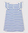 Girls' Short-Sleeved Cotton Dress MARSHMALLOW white/SURF blue