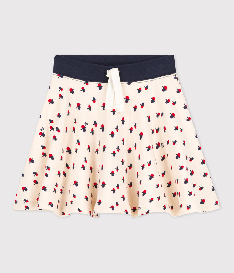 Girls' Tube-Knit Patterned Skirt Ecru/multicolor