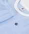 Children's short stripy cotton pyjamas EDNA blue/MARSHMALLOW white