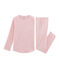 Girls' Ribbed Pyjamas CHARME pink/MARSHMALLOW white