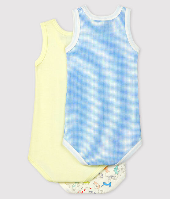 Babies' Puppy Pattern Sleeveless Organic Cotton Bodysuits - 3-Pack variante 1