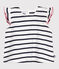 Babies' sleeveless stripy cotton blouse MARSHMALLOW white/SMOKING blue