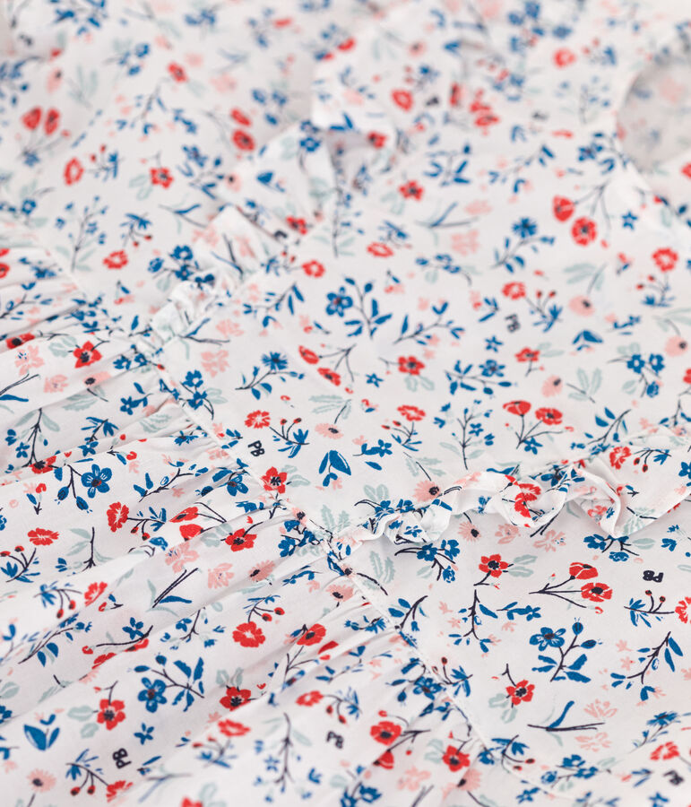 Babies' short-sleeved floral print cotton dress white/multicolor