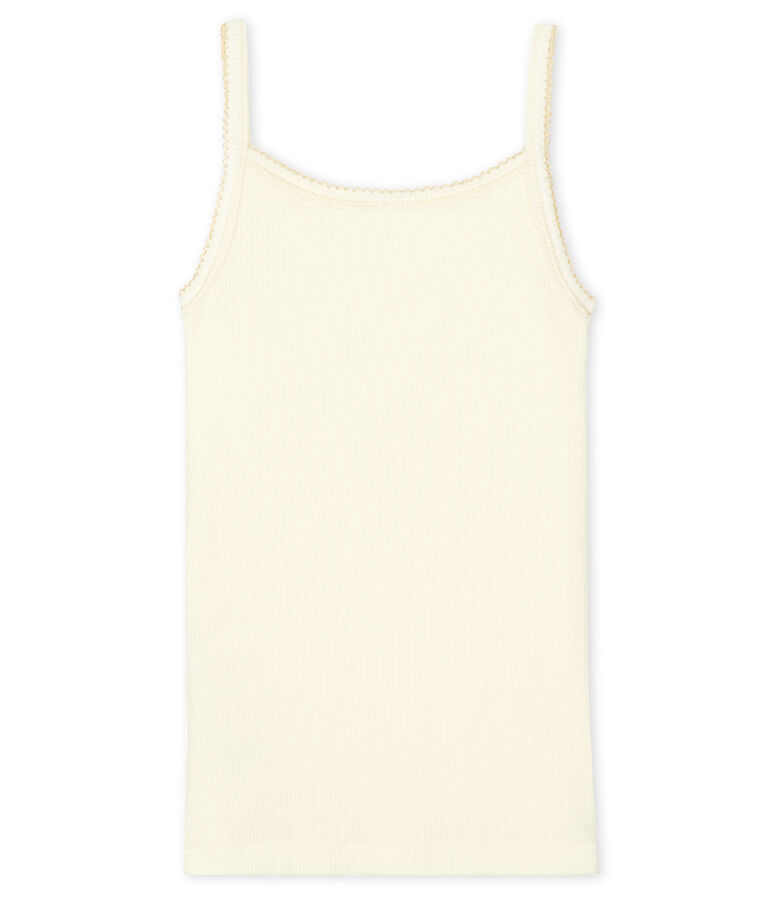 Girls' Strappy Top in Cotton/Wool/Silk white