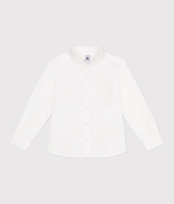 Children's long-sleeved plain cotton shirt ECUME white