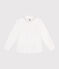 Children's long-sleeved plain cotton shirt ECUME white