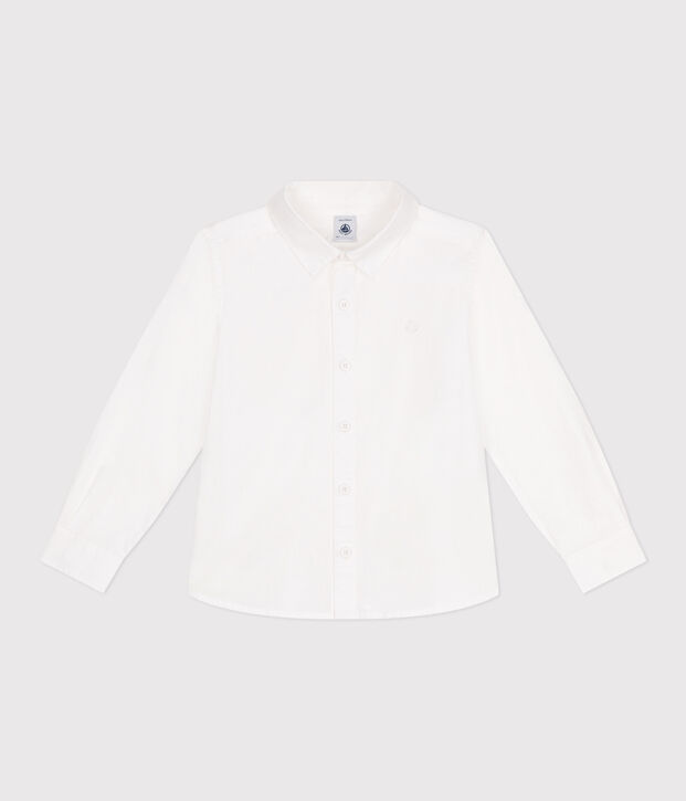 Children's long-sleeved plain cotton shirt white