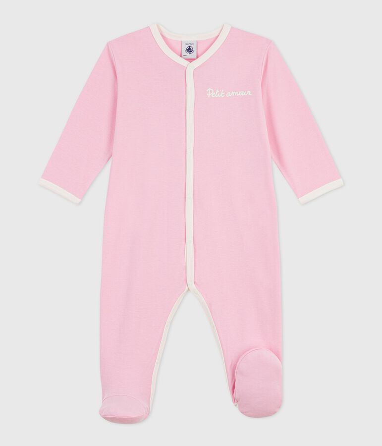 Babies' plain cotton pyjamas pink