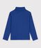 Children's plain cotton rollneck top blue