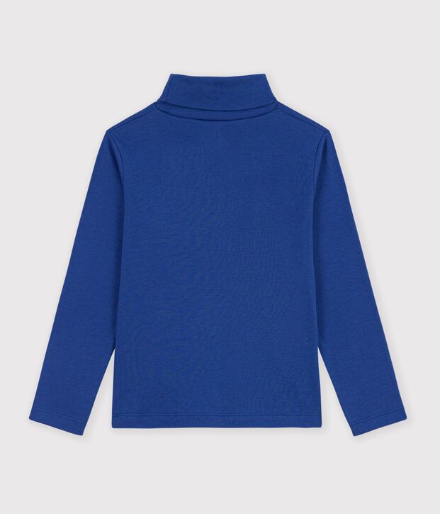 Children's plain cotton rollneck top blue