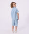 Children's short-sleeved cotton shirt blue