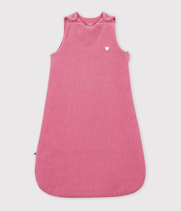 Babies' 3 TOG plain velour sleeping bag pink