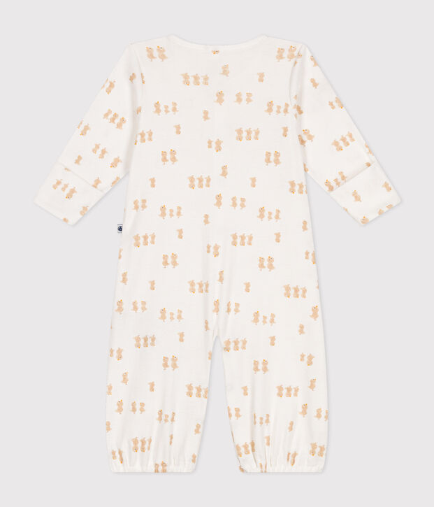 Babies' cotton one-piece/sleep sack white/grey