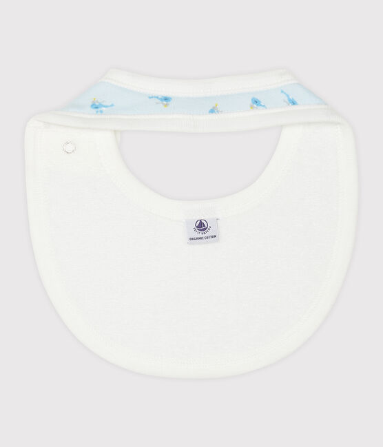 Rib knit baby bibs FRAICHEUR blue/MULTICO white