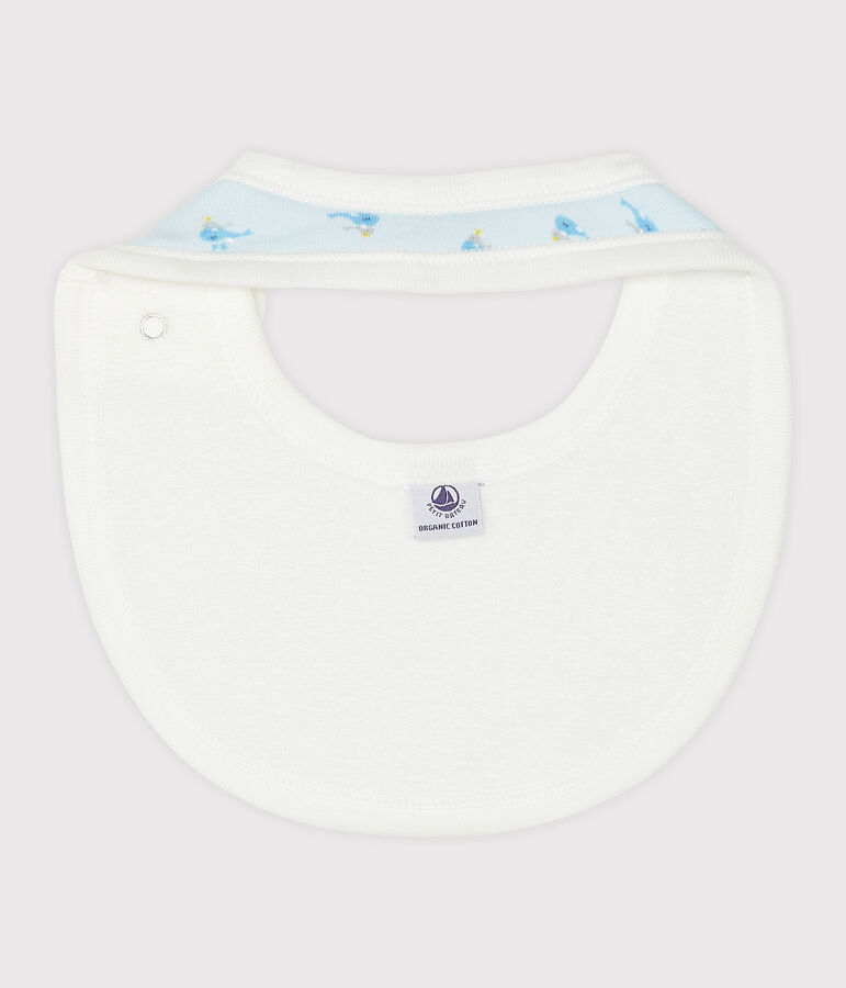Rib knit baby bibs FRAICHEUR blue/MULTICO white