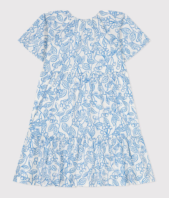 Children's dress in printed cotton with short sleeves MARSHMALLOW blue/PORCELANA
