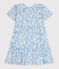 Children's dress in printed cotton with short sleeves MARSHMALLOW blue/PORCELANA
