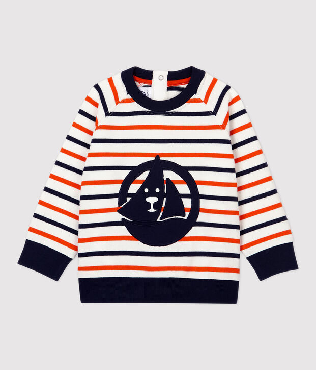 Babies' Fleece Sweatshirt white/blue/orange