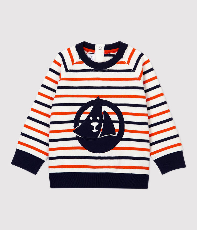 Babies' Fleece Sweatshirt white/blue/orange