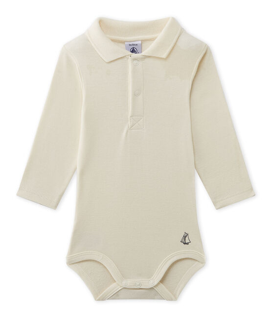 Baby boy's bodysuit with collar COQUILLE beige