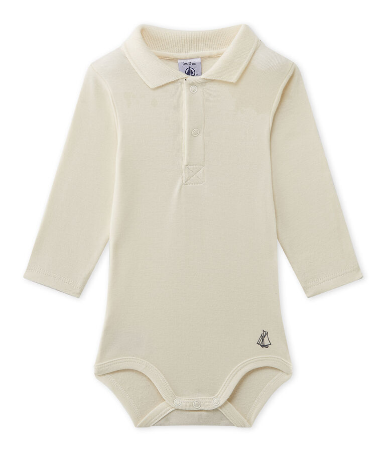 Baby boy's bodysuit with collar white