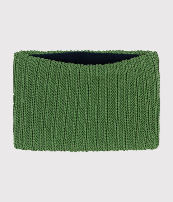 Children's fleece-lined knitted snood PALMERAIE green