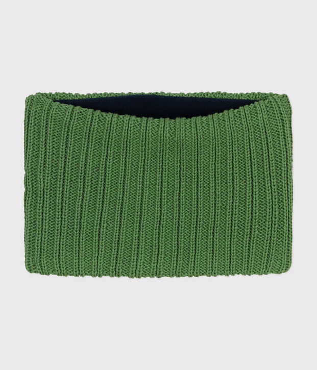 Children's fleece-lined knitted snood green