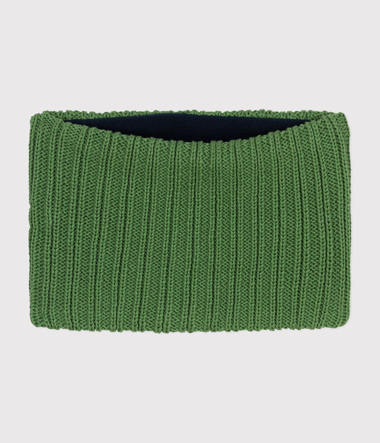Children's fleece-lined knitted snood green