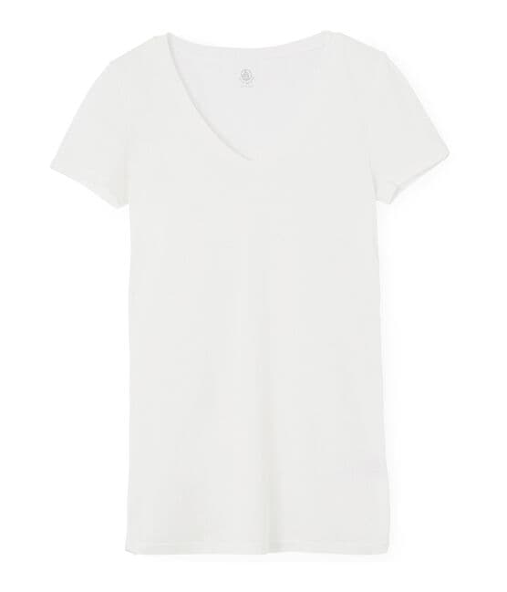Women's short-sleeved lightweight cotton t-shirt MARSHMALLOW white