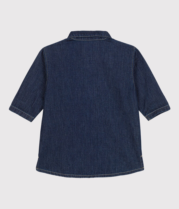Babies' Long-Sleeved Light Denim Dress blue