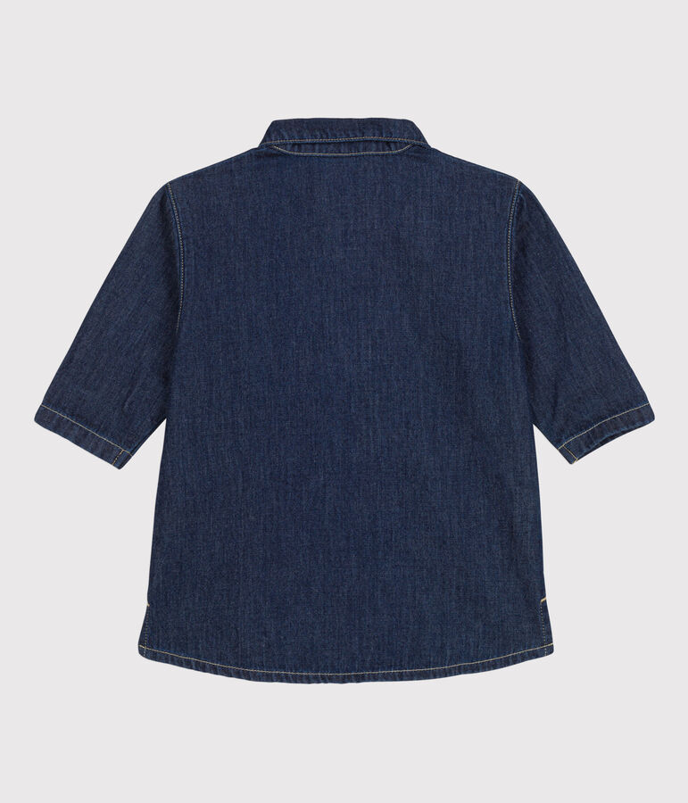 Babies' Long-Sleeved Light Denim Dress blue