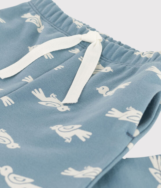 Babies' Print Fleece Trousers ROVER blue/MARSHMALLOW white