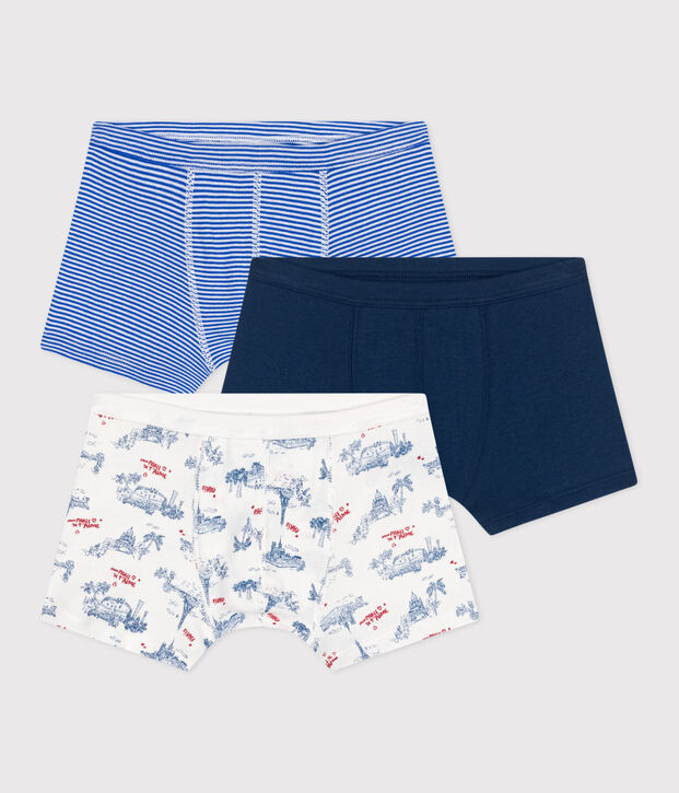 Children's Paris print cotton boxers with thin waistbands - 3-Pack multicolor